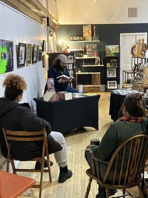 Local author, Chris Tallon, reads from his latest novel.