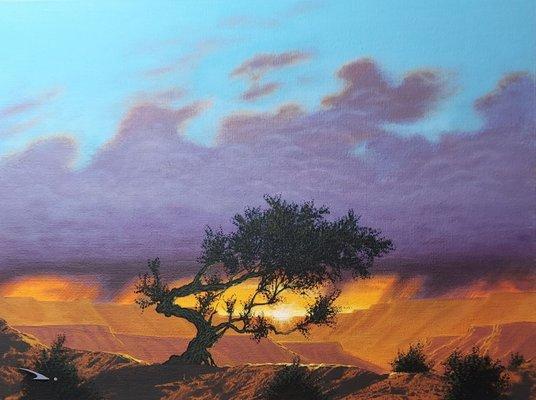 "The wisdom tree" is an acrylic painting by Robert Daniels.