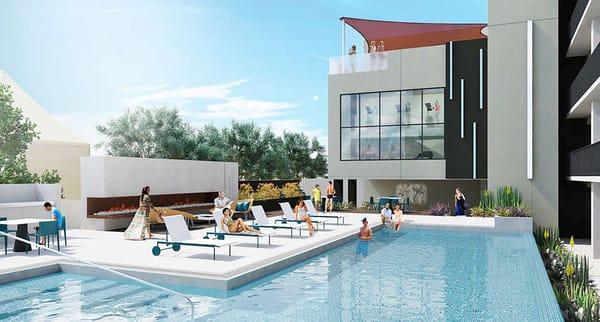 Rendering of community pool at Contour on Campbell development in Phoenix, AZ.
 http://eastvalleyurban.com/phoenix/contour-on-campbell/