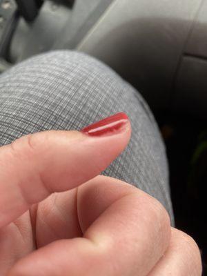 The color doesn't completely cover the nail.