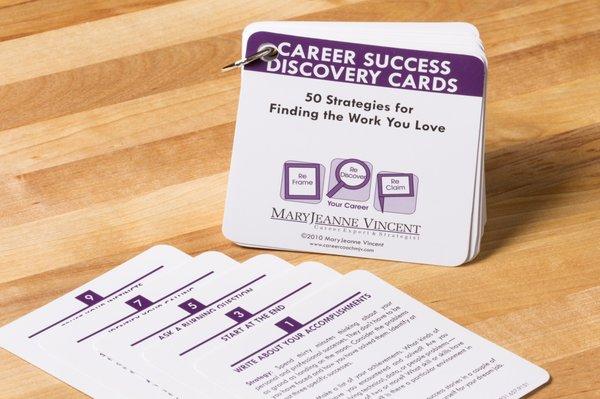 50 Strategies for finding the work you love! Career Success Discovery career cards.