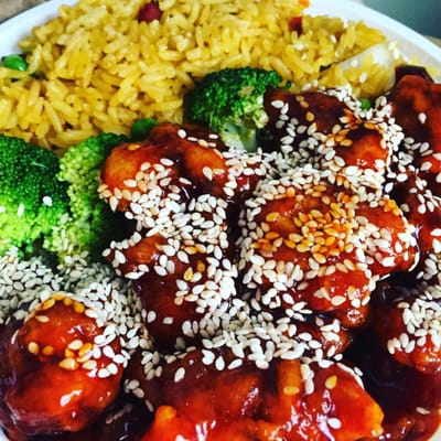 Sesame Chicken - highly recommend this dish from China One.  Very good.