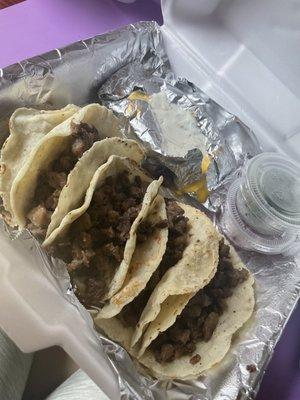 Tacos de Bistec 5 piezas.