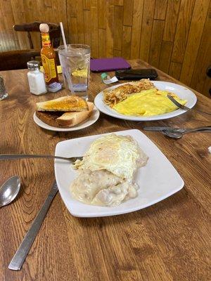 Half order biscuits and gravy, and Denver Omelette.