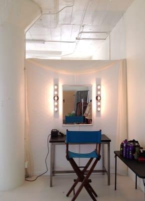 The hair and make-up area