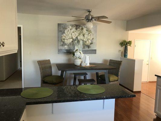 Diane offered advice as to what to do with the bookshelf to the right of the table (looks so much better than what it used to look like!)