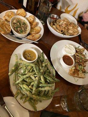 Light Tempura of Green Beans, Baked Brie, Chipotle Pork Quesadilla, Porcini Truffle Fries