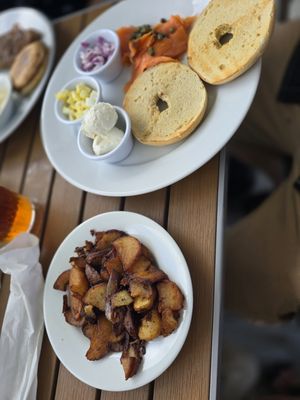 Potatoes with bagel and lox