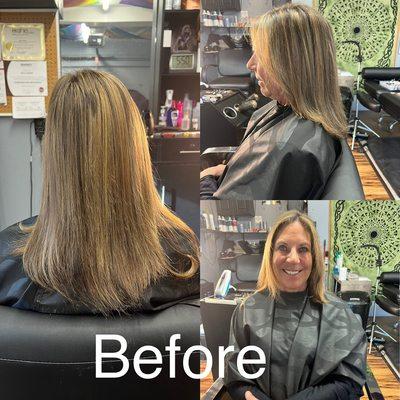 These are the before pictures before installing keratin fusion hair extensions