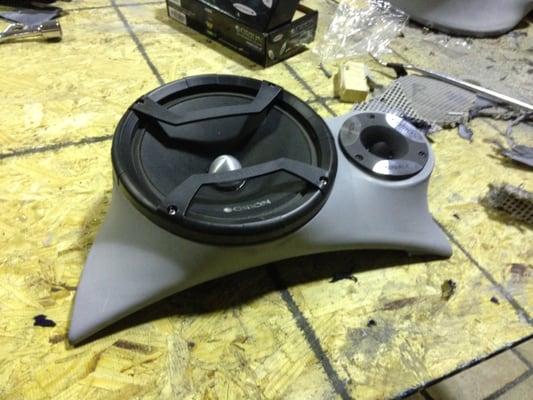 Custom audio & Fiberglass speaker pods made on location