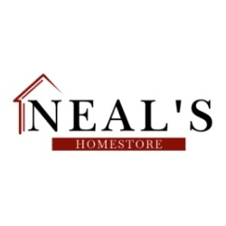 Neals home store logo in red and black