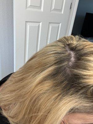 Roots and grey hair after getting "highlights" that I was being charged $225