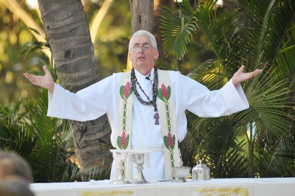 Father Austin Murray during wedding ceremony - ALL are welcome at this church