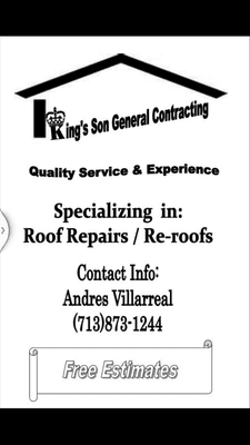 Need a Roof or House Rehab call me for a free estimate!MUCH LOVE MANY BLESSINGS AND GREAT FAVOR!