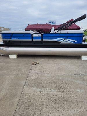 Our new 2021 22ft Sweetwater pontoon with 150hp motor ready for the summer season!