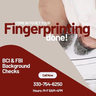 Fingerprinting and background checks available!