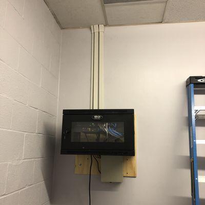 Network box install with Fuse Box for Security Cameras.