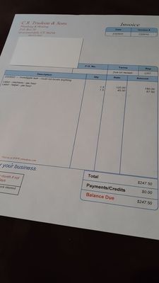 Invoice for "labor".