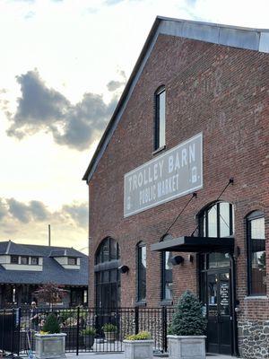 The wine bar is in the Trolly Barn Public Market