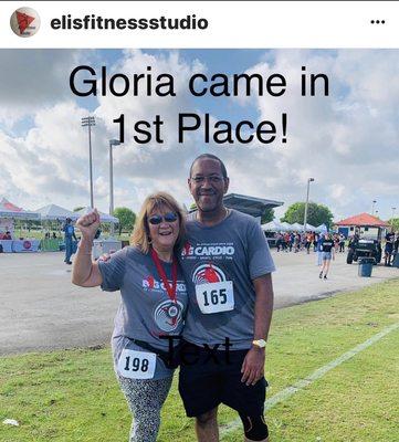 EFS FITNESS client, Gloria WON FIRST PLACE @ Big Cardio 5K! She trains so hard and we are very proud! #PersonalTraining