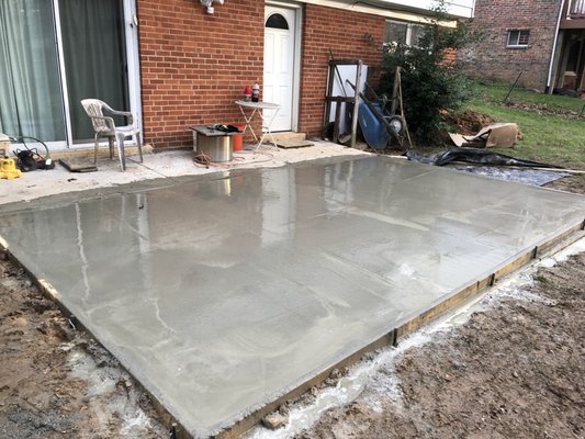 Concrete patio finished