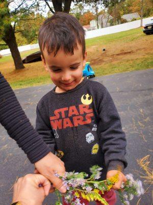 I picked wild flowers. He spit on them and tore them apart. Another reason why I worship him.