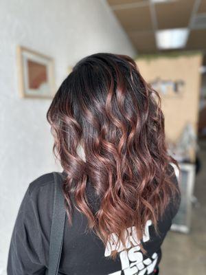 Red colored Balayage