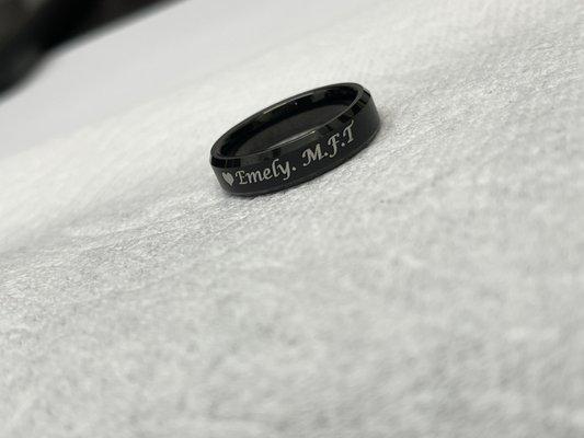 Tungsten ring engraving