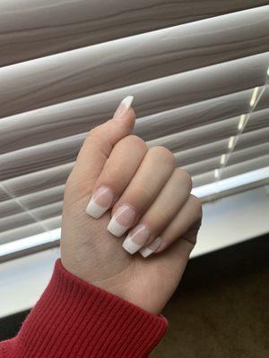 This is a dipped French tip, with tips on.