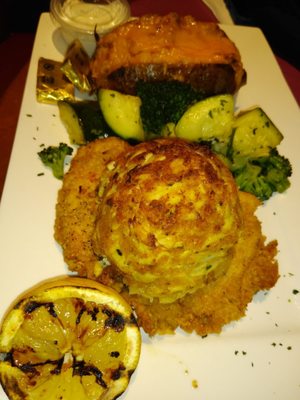 The Surf and Turf chicken & crab cake with sides