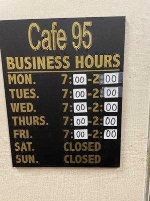 New hours