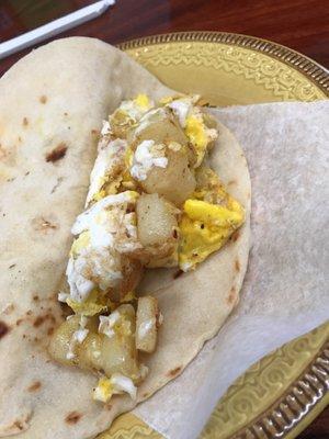 Potato and egg taco