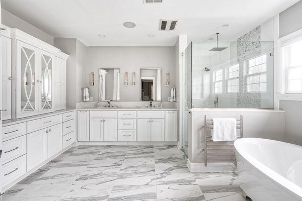 Wonderfully White Master Bathroom in South Orange NJ