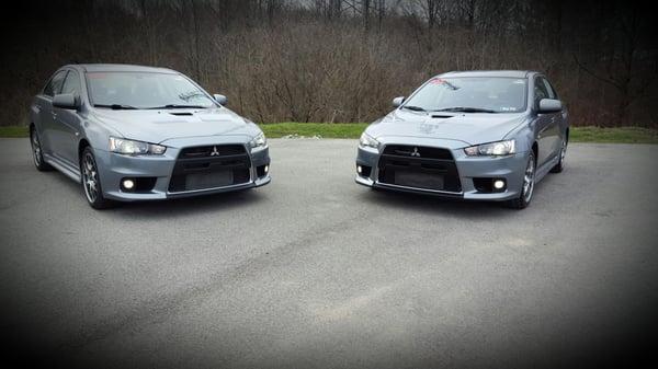 A pair of 2013 Mitsubishi Lancer Evolution MR's