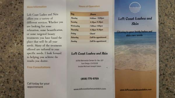 Info for Left Coast Lashes 1