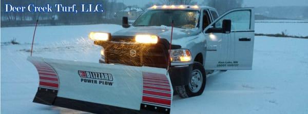 Plow attached for night activity.