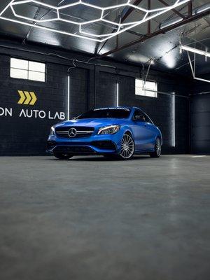 2018 Mercedes-Benz CLA 45 AMG in Satin Perfect Blue by 3M