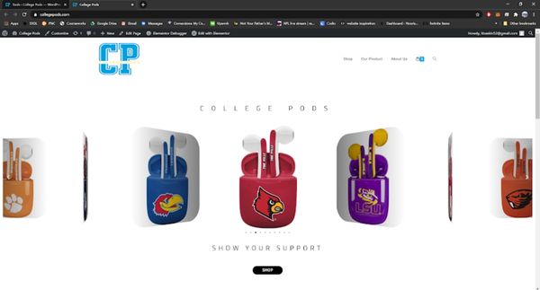 College Pods, an ecommerce store selling audio products.