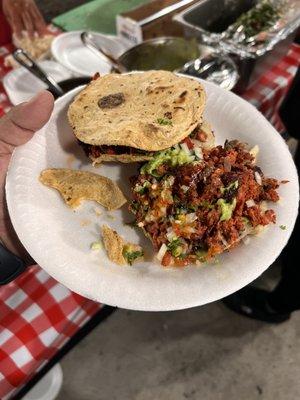 Vampiro de chorizo and Al pastor chicken.