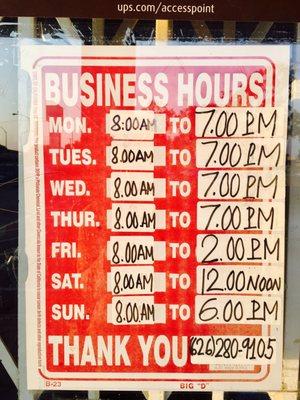 Business Hours (Dec 2017)