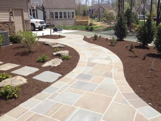 Blue stone walkway to patio.