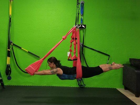 Aerial Yoga classes 6 people or less great for beginners