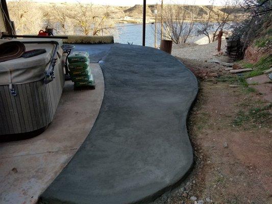 Colored patio slab eventually painted brown.