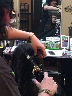 Getting Prom hair done and having conversations!