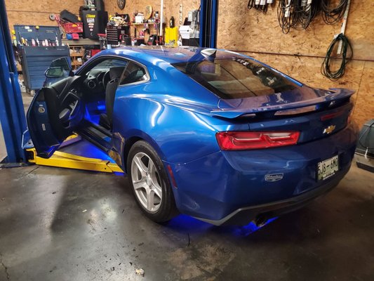 Aftermarket  installation of interior and exterior  lighting on a 2017 camaro