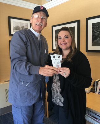 Uxbridge Dental Center's Dr. Swiderski giving away Red Sox tickets to patients!