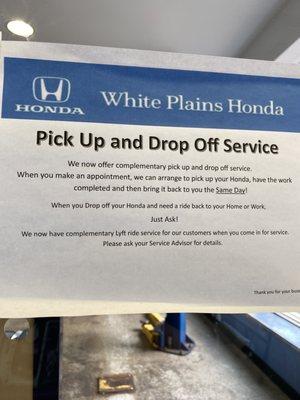 Apparently there's pick up and drop off service