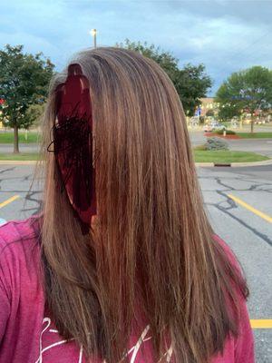 Cool highlights on brunette hair