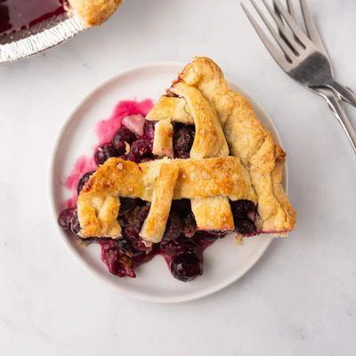 Slice of fresh Blueberry pie