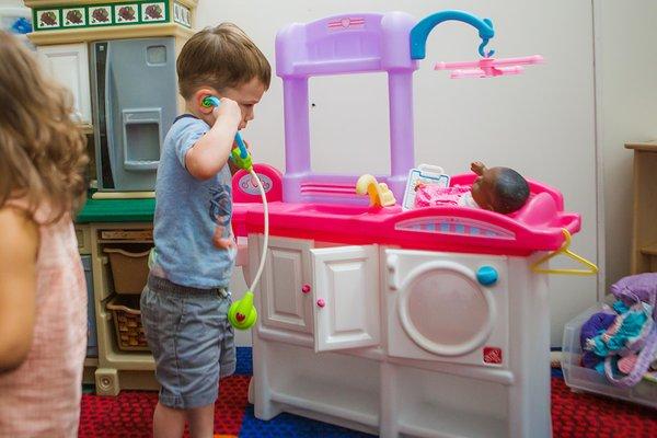 Playtime at Hoppy's Home Classroom at Kids Klub Pasadena.